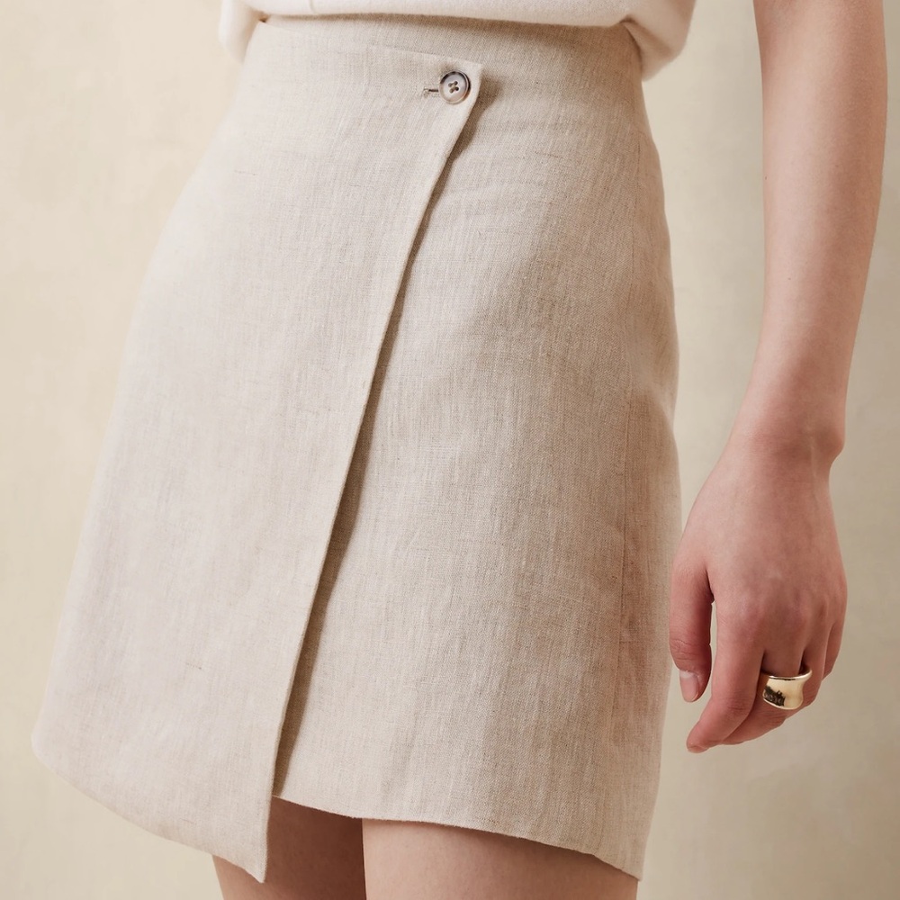 NEW Banana Republic Linen Wrap Skirt, 10